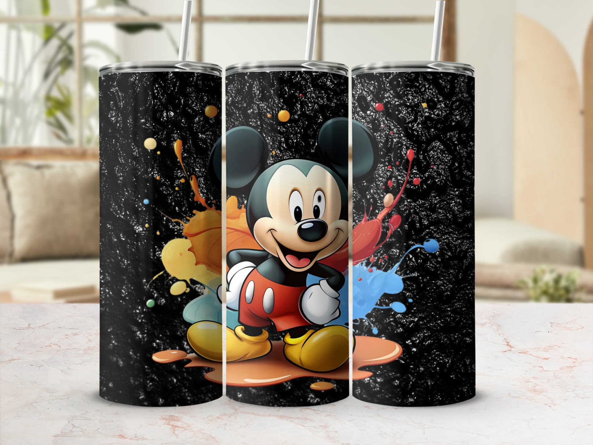 Color Splash Mickey Mouse Design Stainless Steel Tumbler