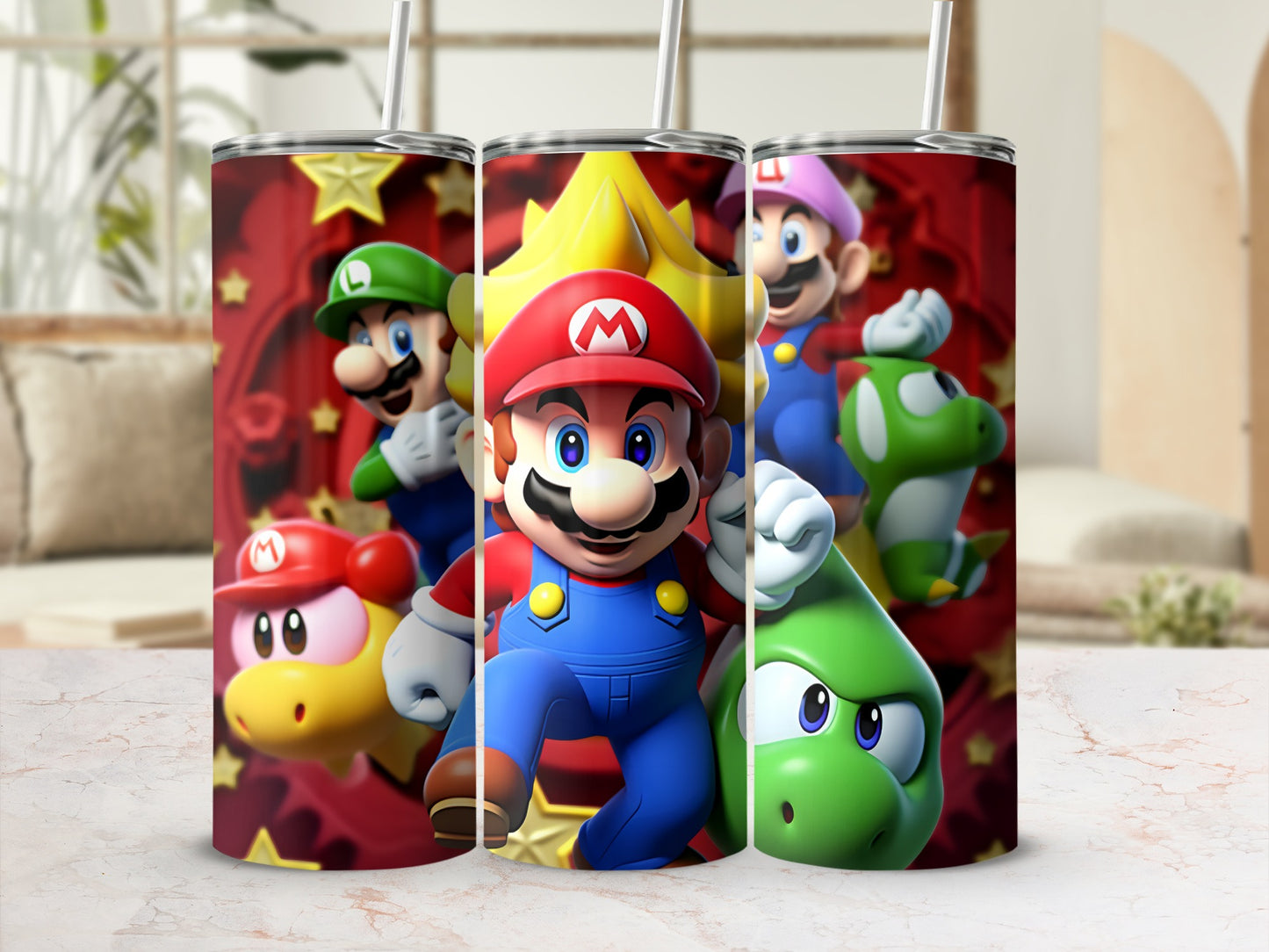 Super Mario Characters Design Stainless Steel Tumbler
