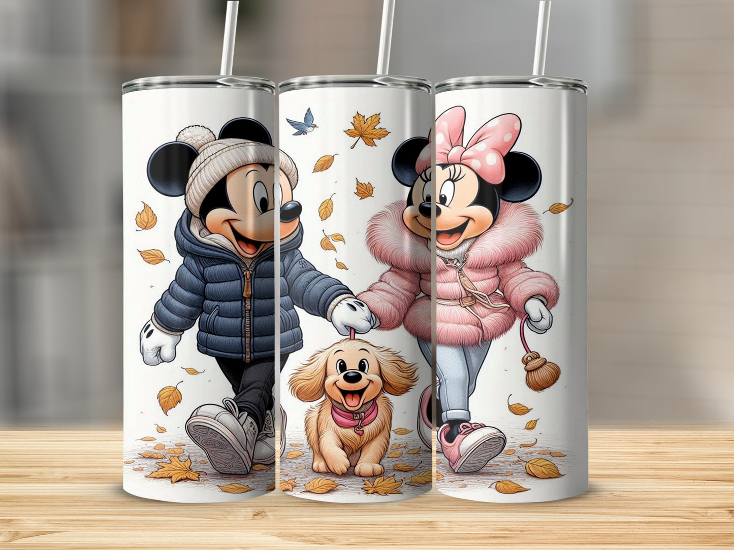 Cartoon Characters in Autumn Scene Tumbler Cup