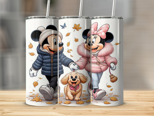 Cartoon Characters in Autumn Scene Tumbler Cup