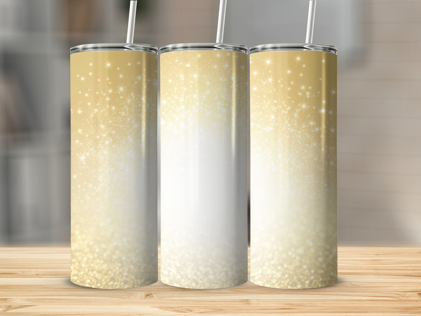 Sparkling Gradient Gold and White Tumbler Product