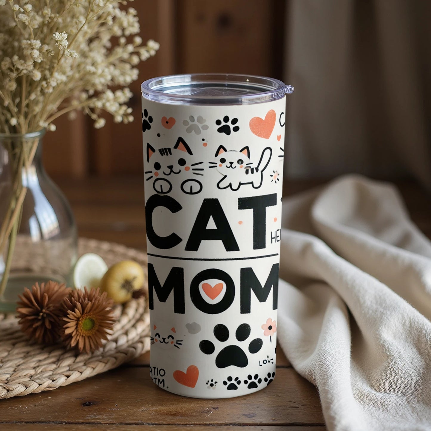 Cat Mom Themed Travel Mug for Cat Lovers