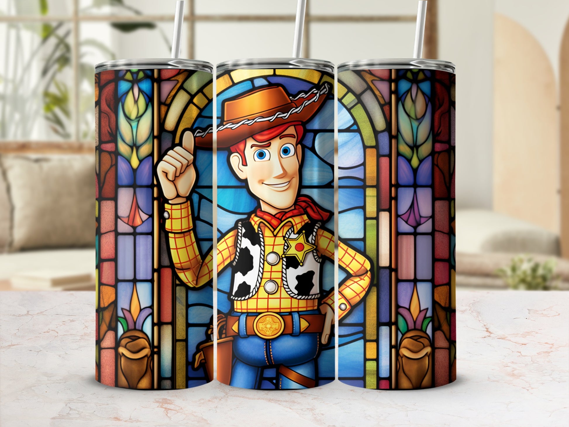 Colorful Stained Glass Cowboy Character Tumbler