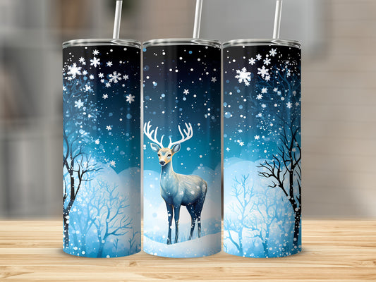 Winter Scene Snowflakes and Deer Tumbler Product