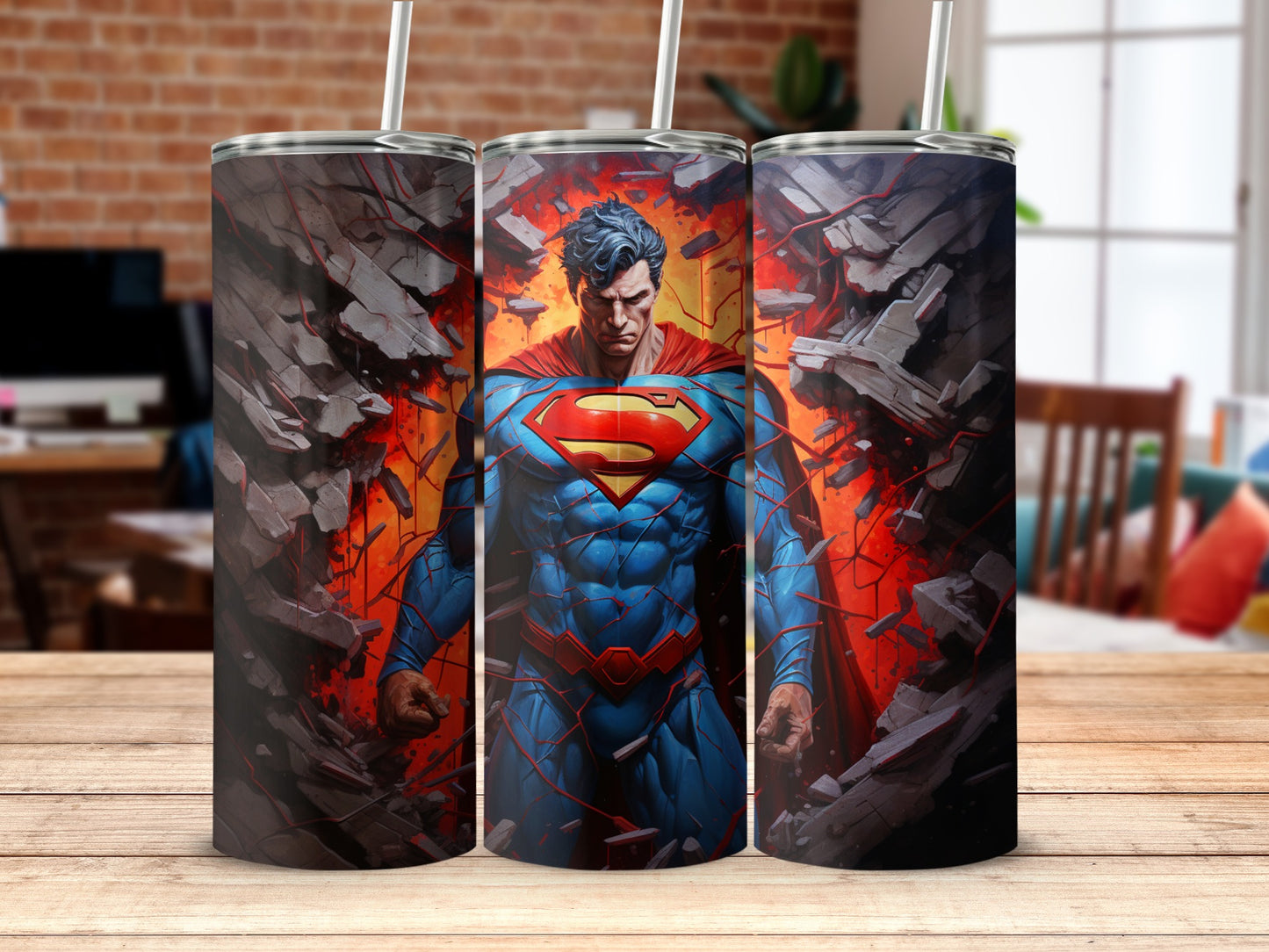 Superman Shattering Wall Design Travel Cup