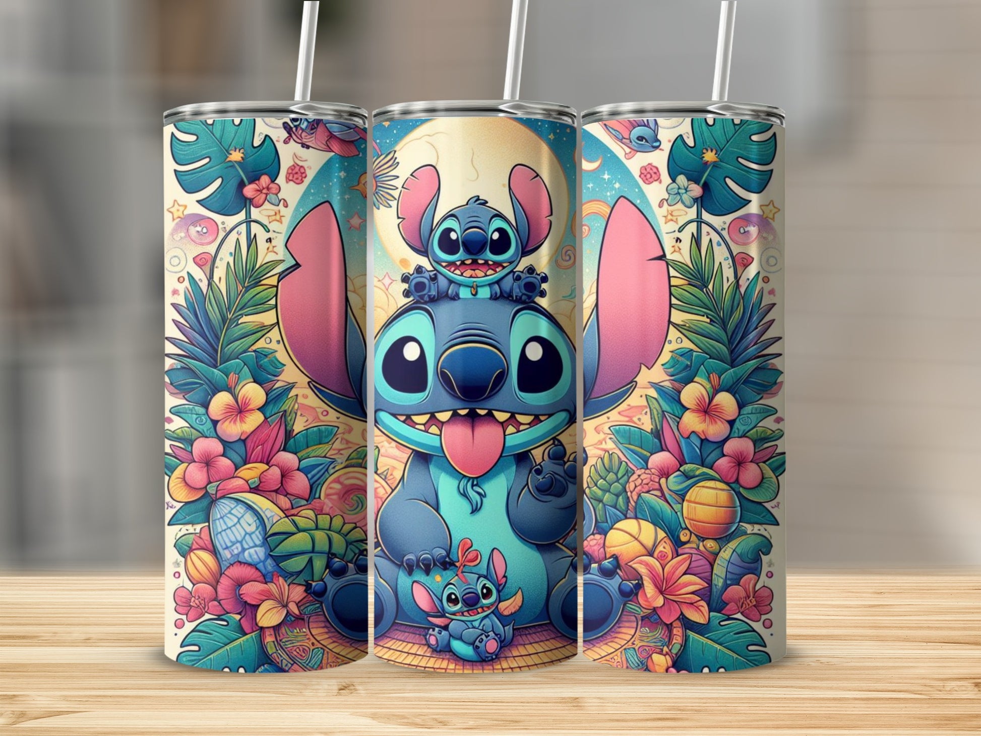 Colorful Tropical Cartoon Character Tumbler Beverage Holder