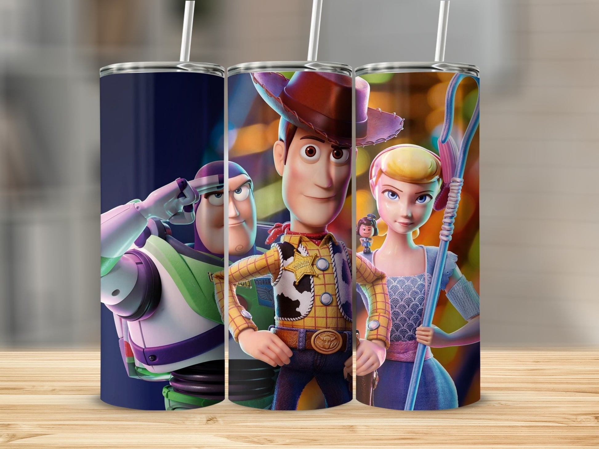 Toy Characters Straw Cup with Bright Colorful Design