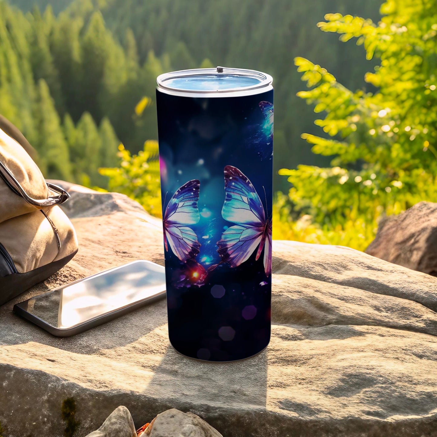 Cosmic Butterfly Design Tumbler Travel Mug product type
Tumbler, Travel Mug, Butterfly Design, Cosmic Art, Galaxy Print, Space Theme, Drinkware, Insulated, Blue Butterfly, Purple Butterfly, Glowing Design, Nature Inspired, Celestial Beauty, Dark Aesthetic, Outdoor Gear, Gift Idea, Unique Drinkware, Vibrant Colors, Fantasy Art, Winged Creature