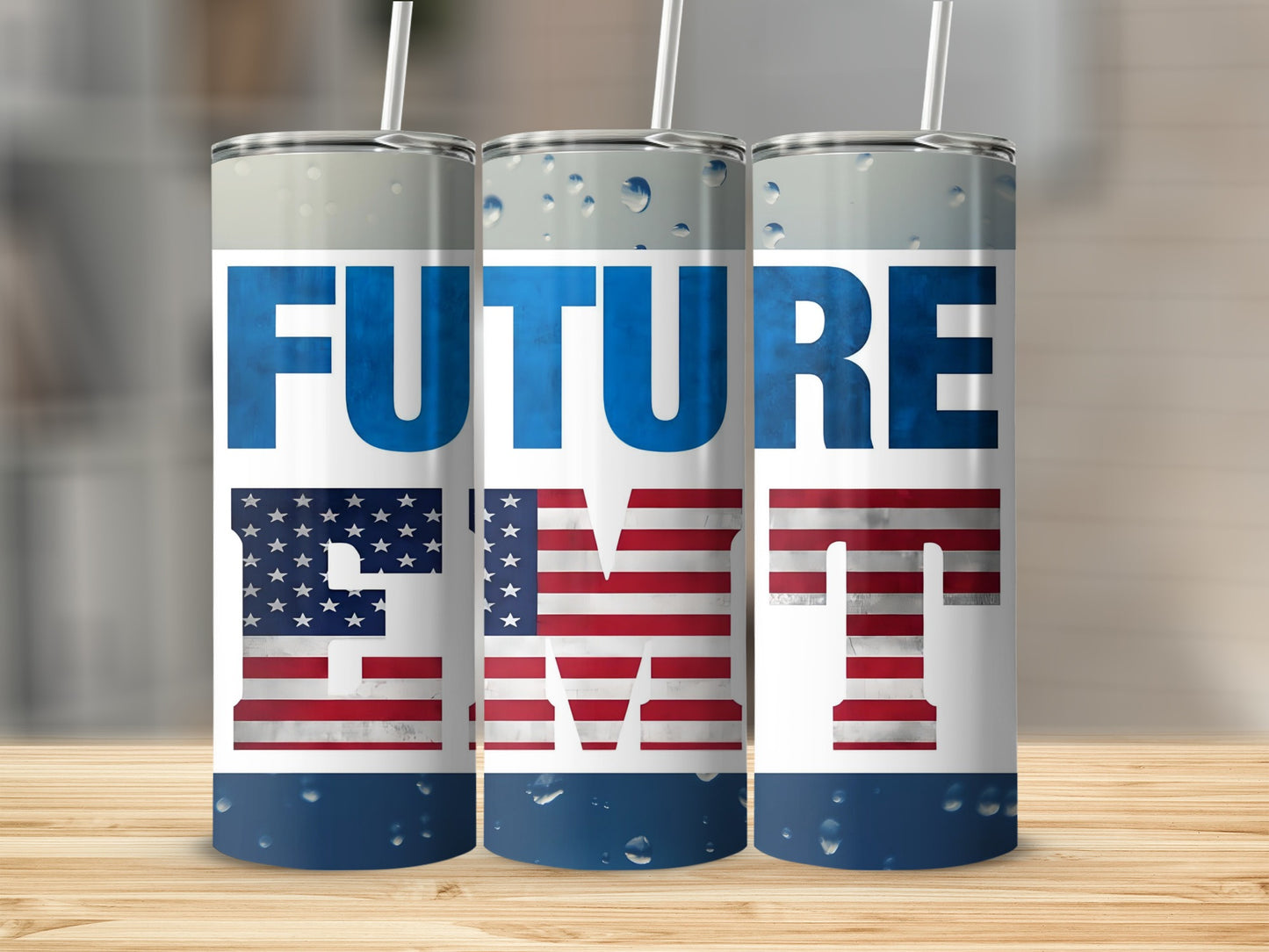 Future EMT American Flag Design Tumbler Cups