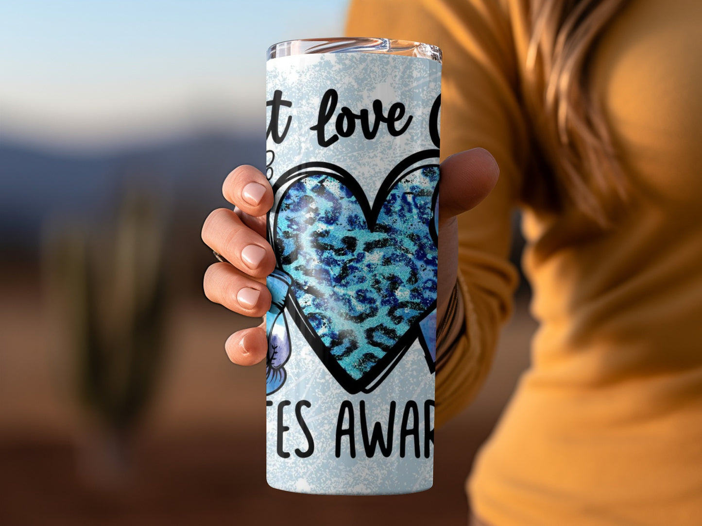 Autism Awareness Glitter Heart Personalized Tumbler