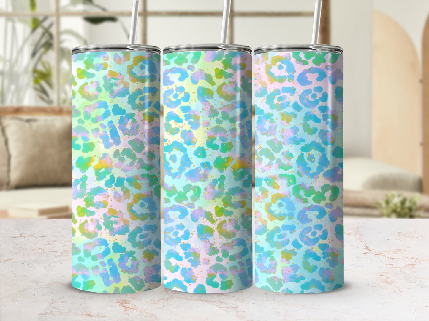 Colorful Abstract Floral Pattern on Insulated Tumbler