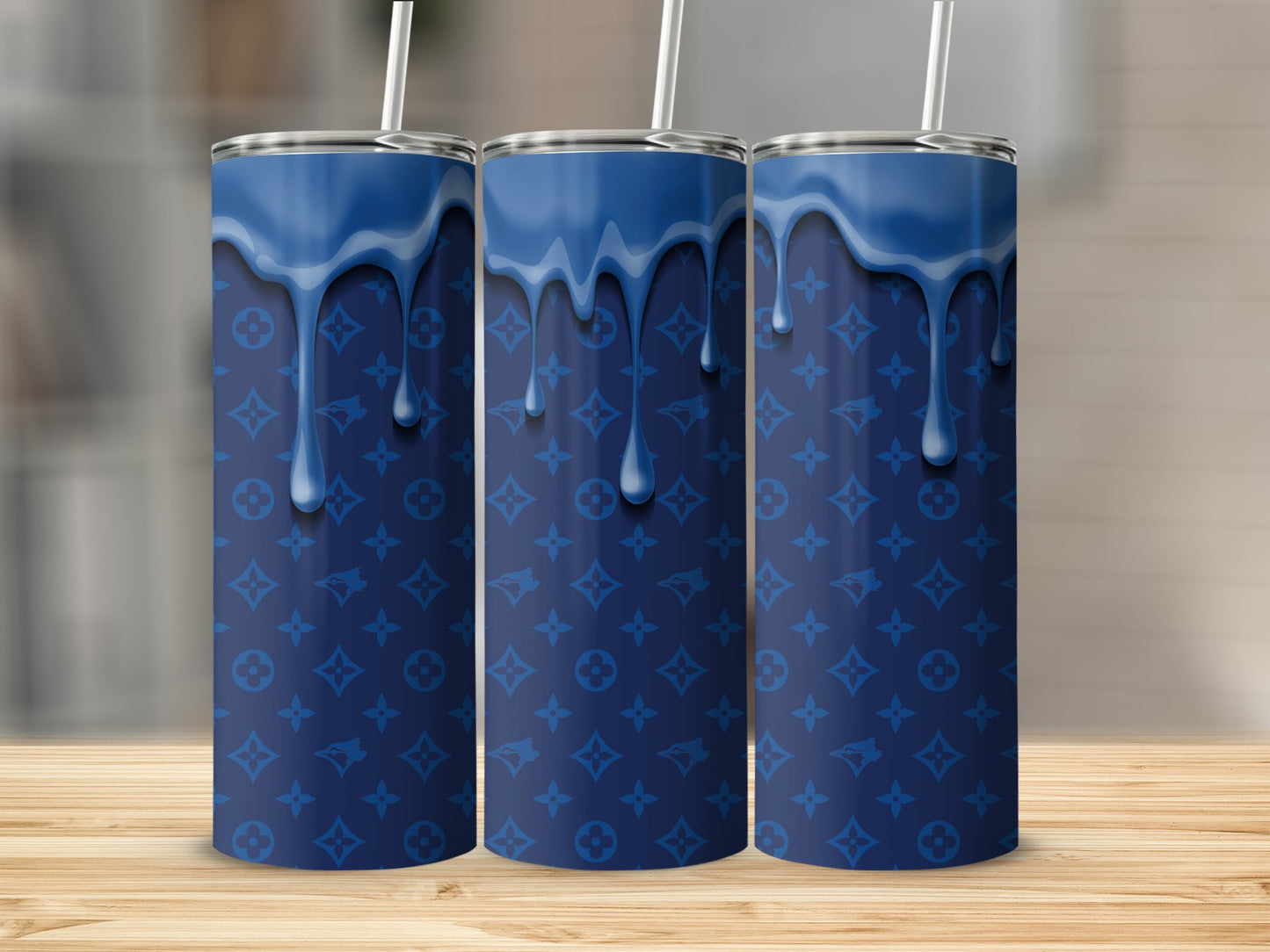 Royal Blue Pattern with Dripping Paint Graphics Tumblers