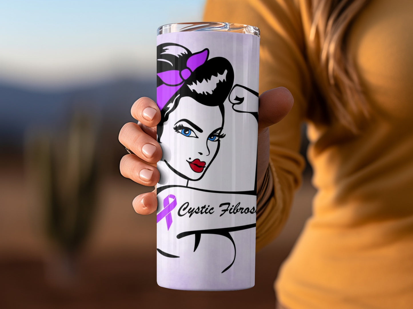 Cystic Fibrosis Awareness Flexing Woman Tumbler
