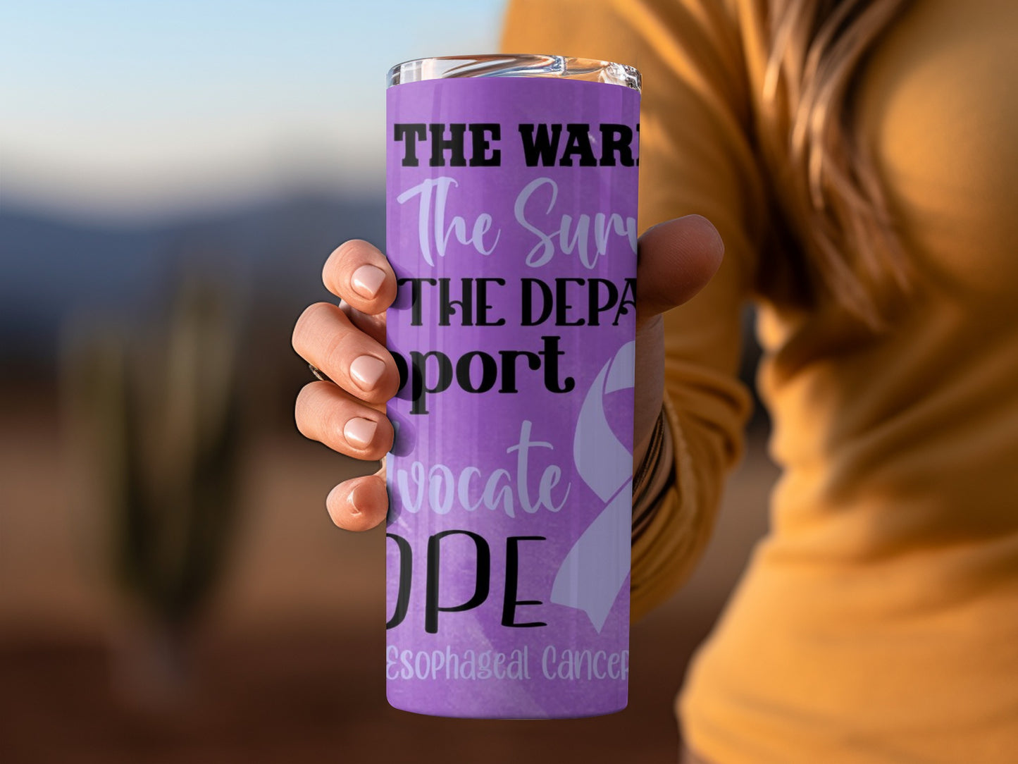 Esophageal Cancer Awareness Purple Tumbler Cup