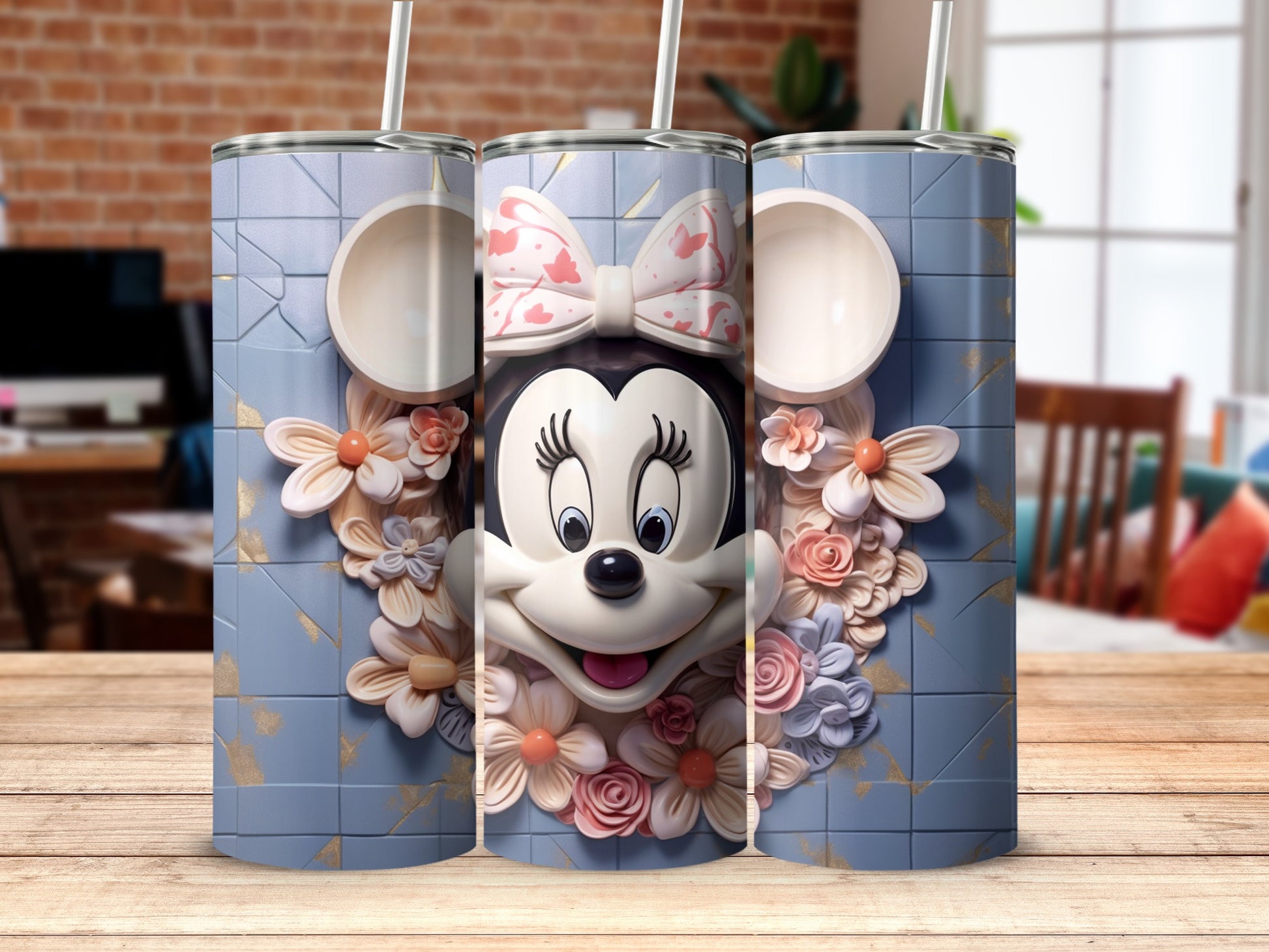 Disney Character Themed Tumbler with Floral Design