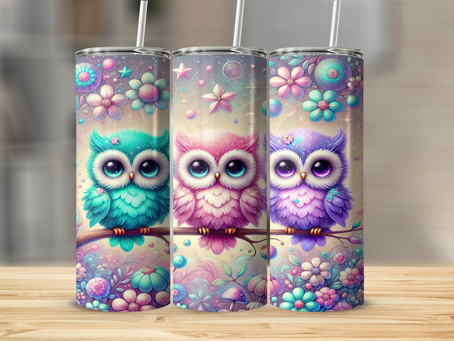 Cute Colorful Owl Design Insulated Tumbler product