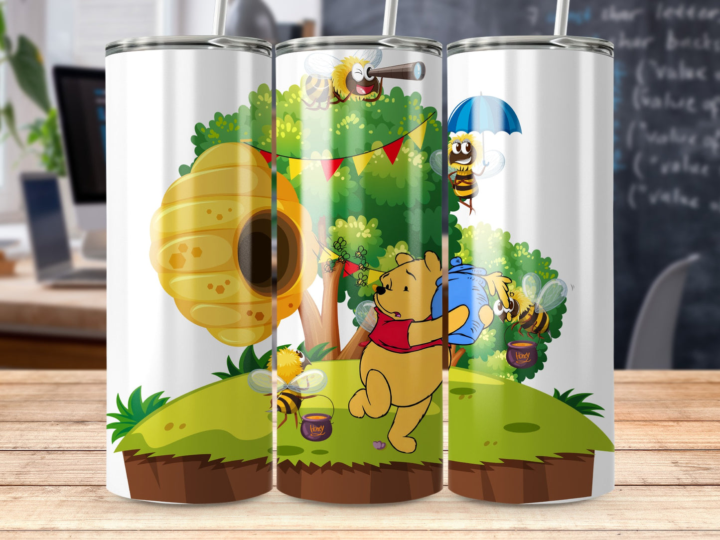 Charming Pooh and Bees Cute Tumbler for Kids and Adults