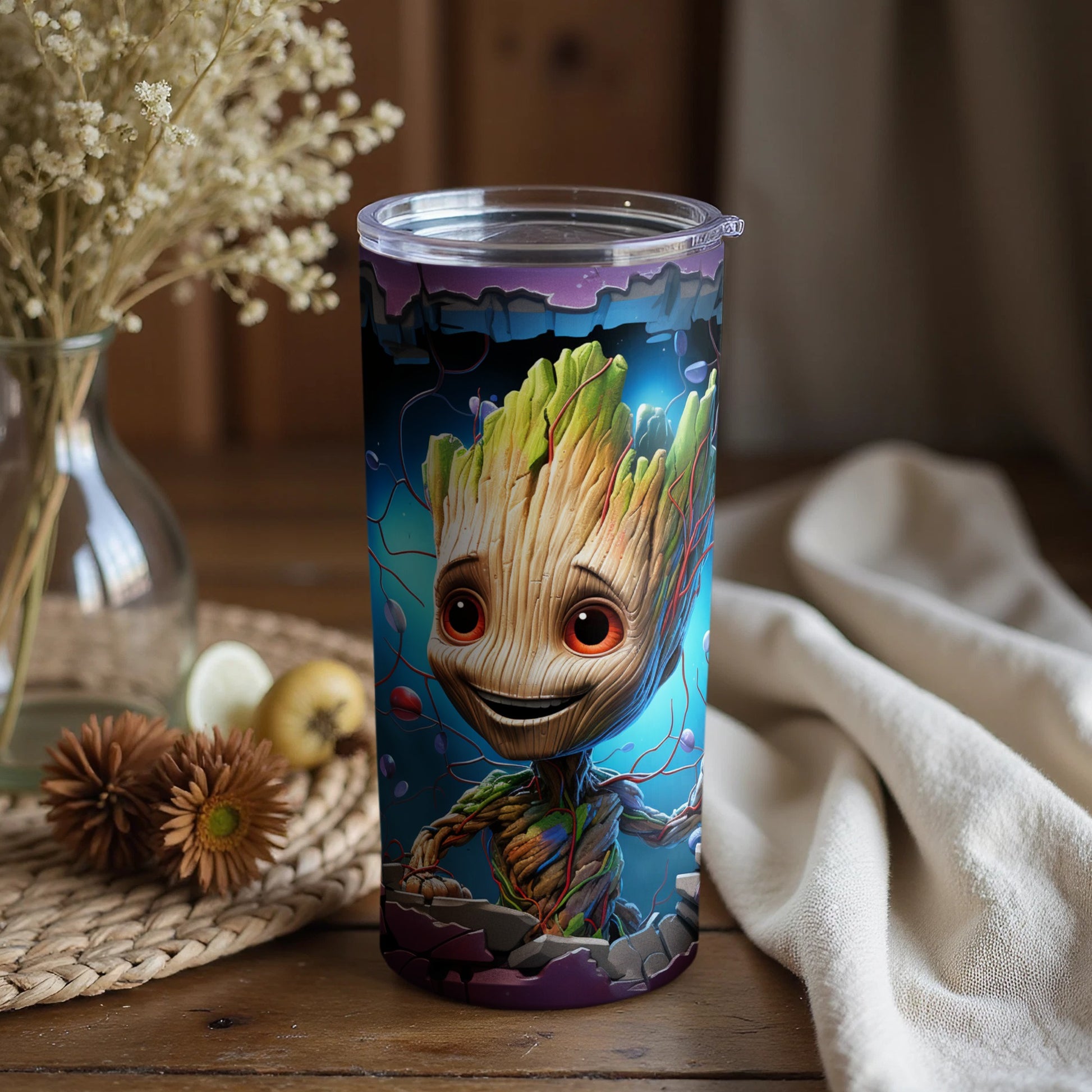Adorable Tree Character on Colorful Tumbler