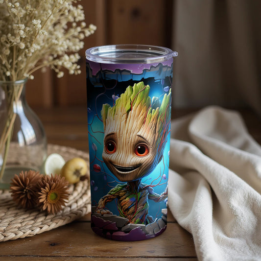 Adorable Tree Character on Colorful Tumbler