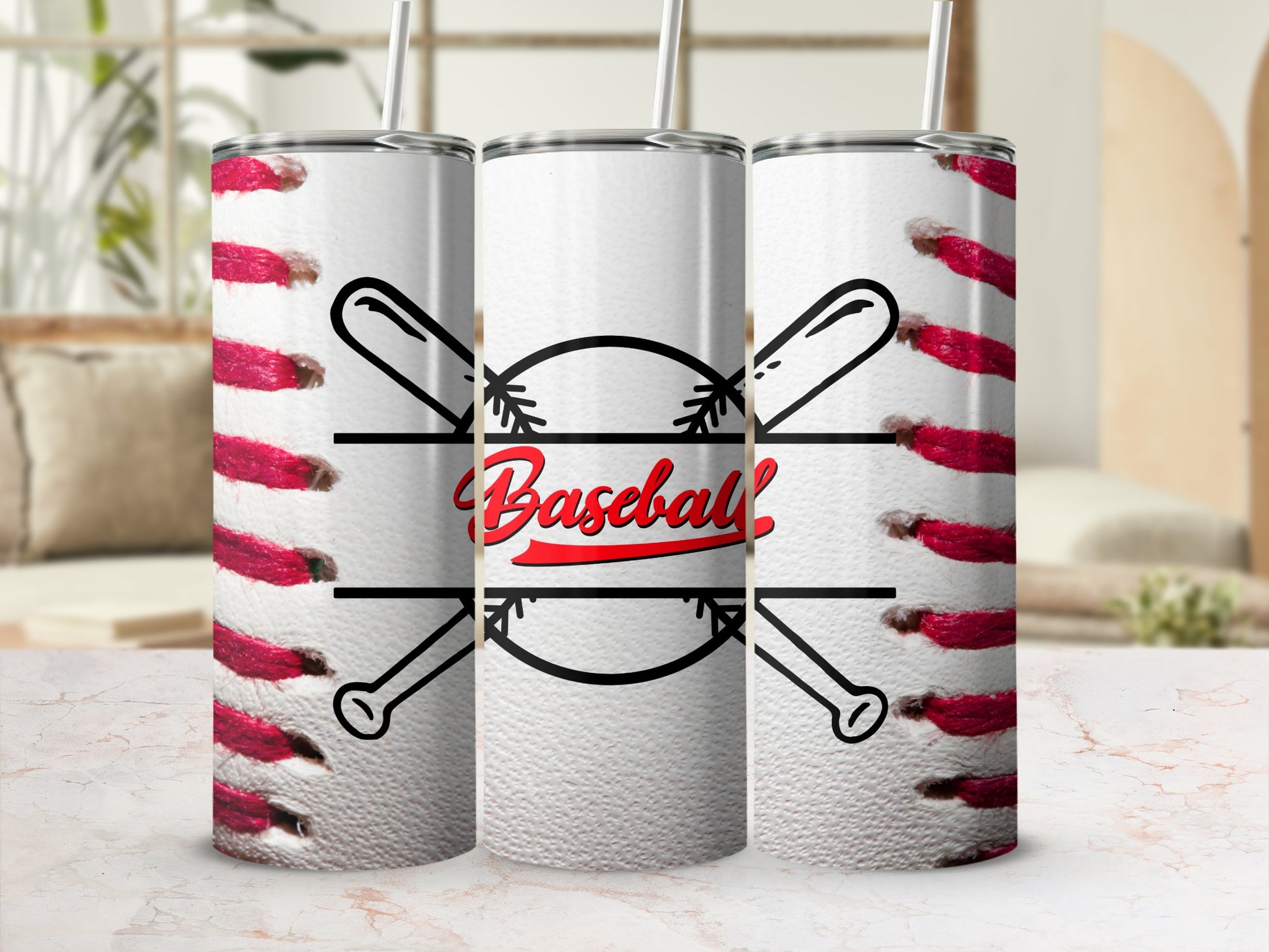 Unique Baseball Tumbler With Stylish Red Stitching