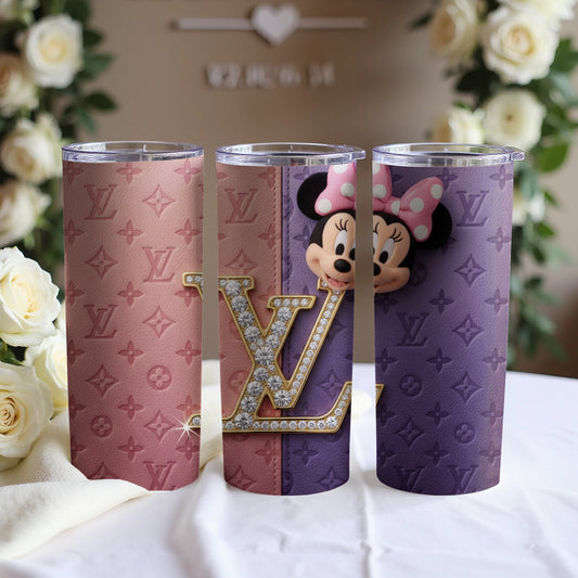 Pink and Purple LV Tumblers with Minnie Mouse Design