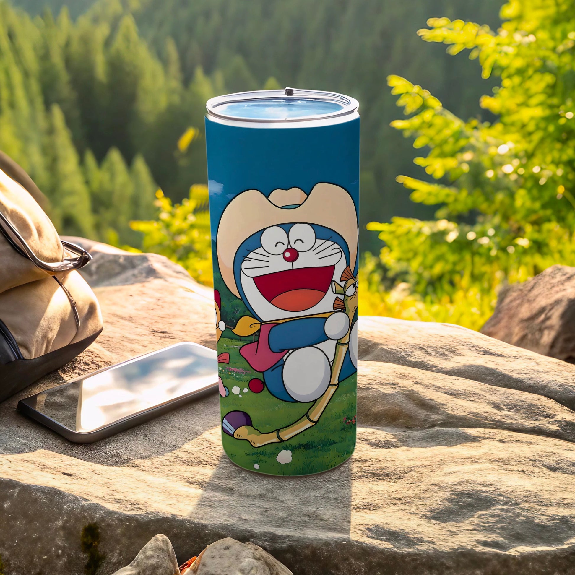 Cartoon Cowboy Character with Bamboo Tool Tumbler