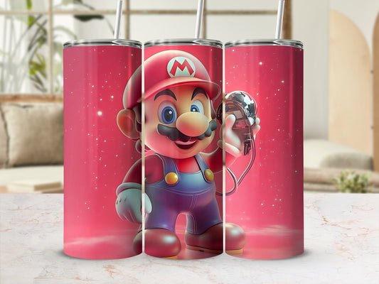 Red Character Tumbler with Straw for Drinks Beverage Holder