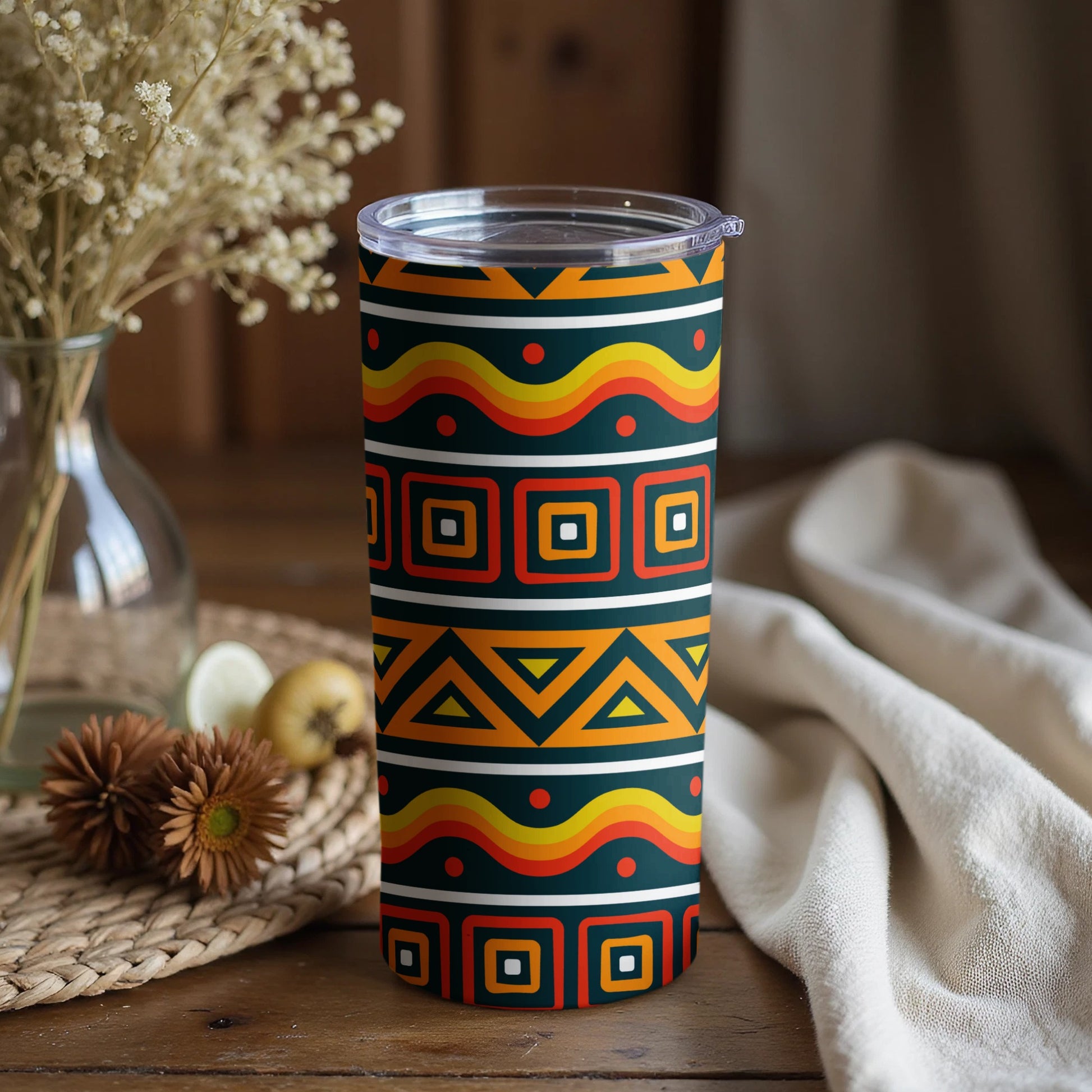 Vibrant Geometric Pattern Insulated Tumbler Cup