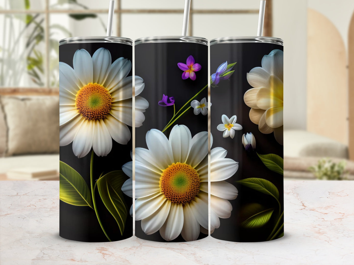 Floral Design Insulated Stainless Steel Tumbler