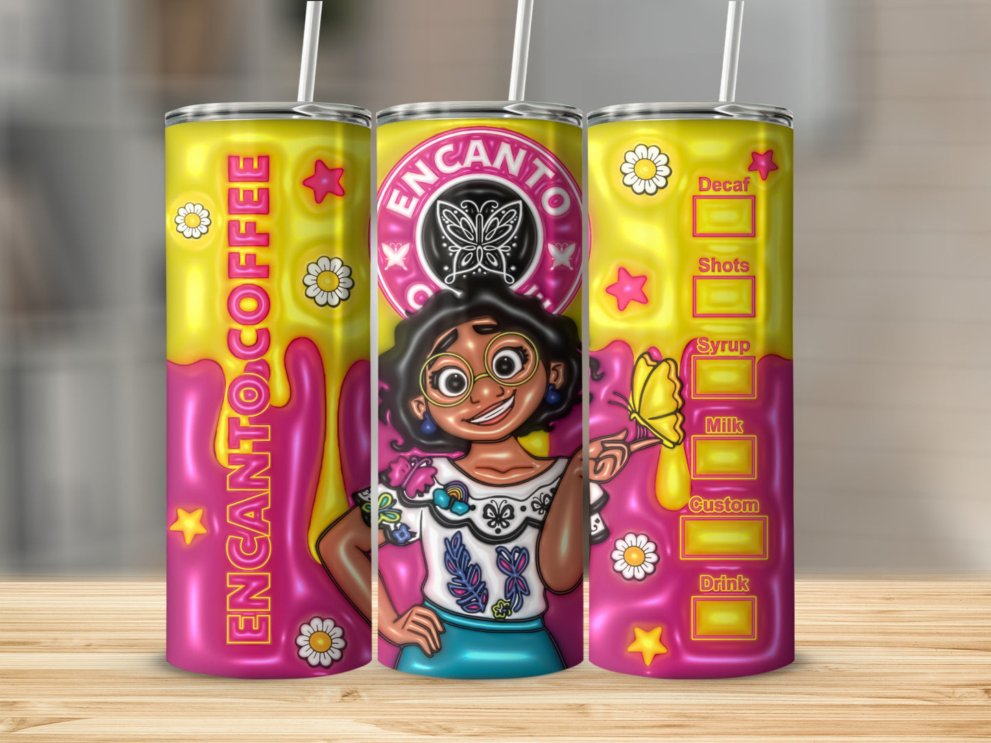Encanto Coffee Tumbler with Customizable Drink Options