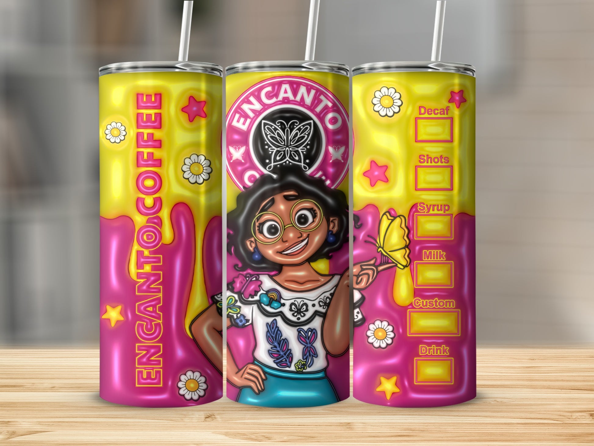 Encanto Coffee Tumbler with Customizable Drink Options