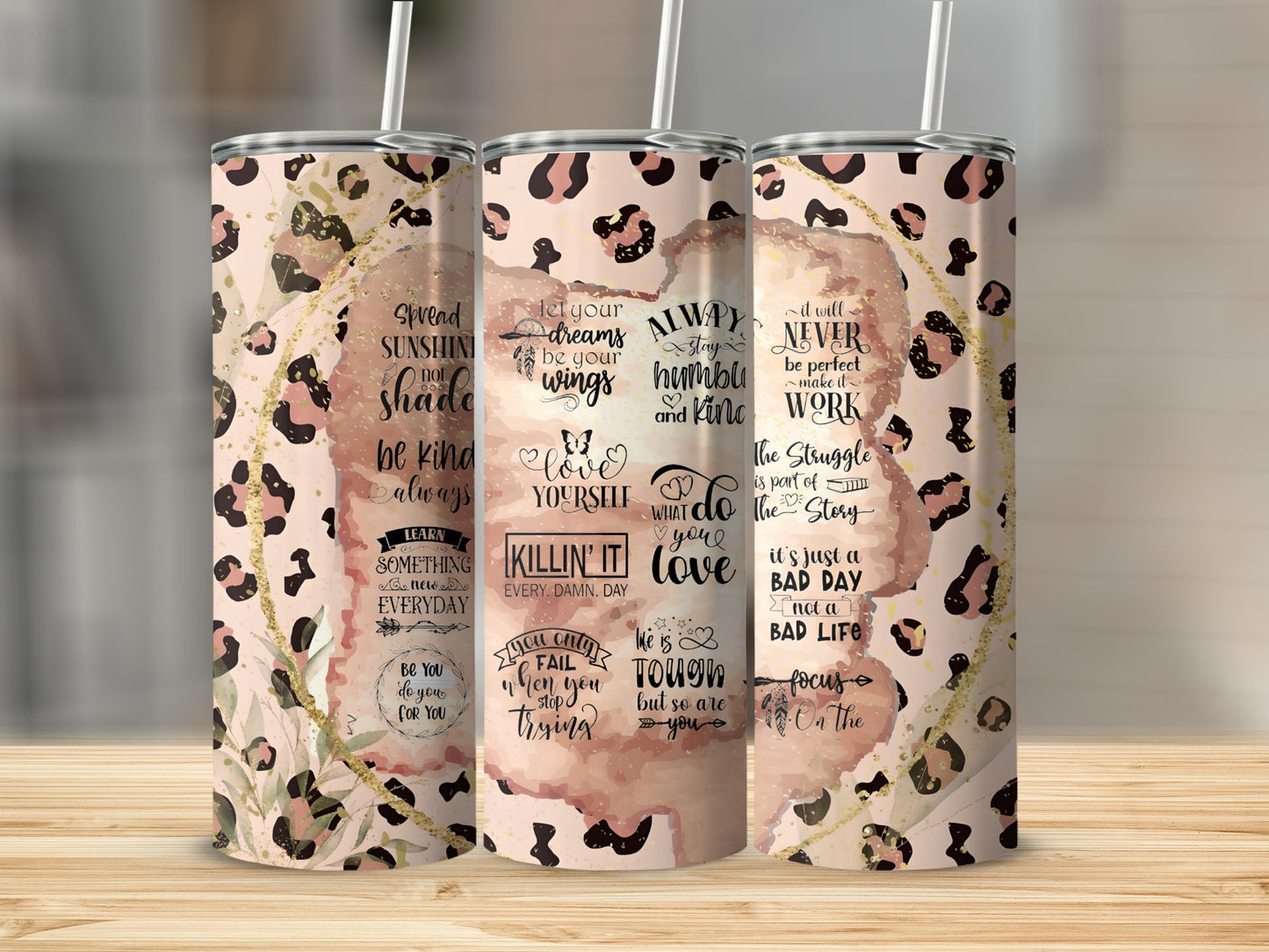 Motivational Quotes Leopard Print Tumbler Cup
