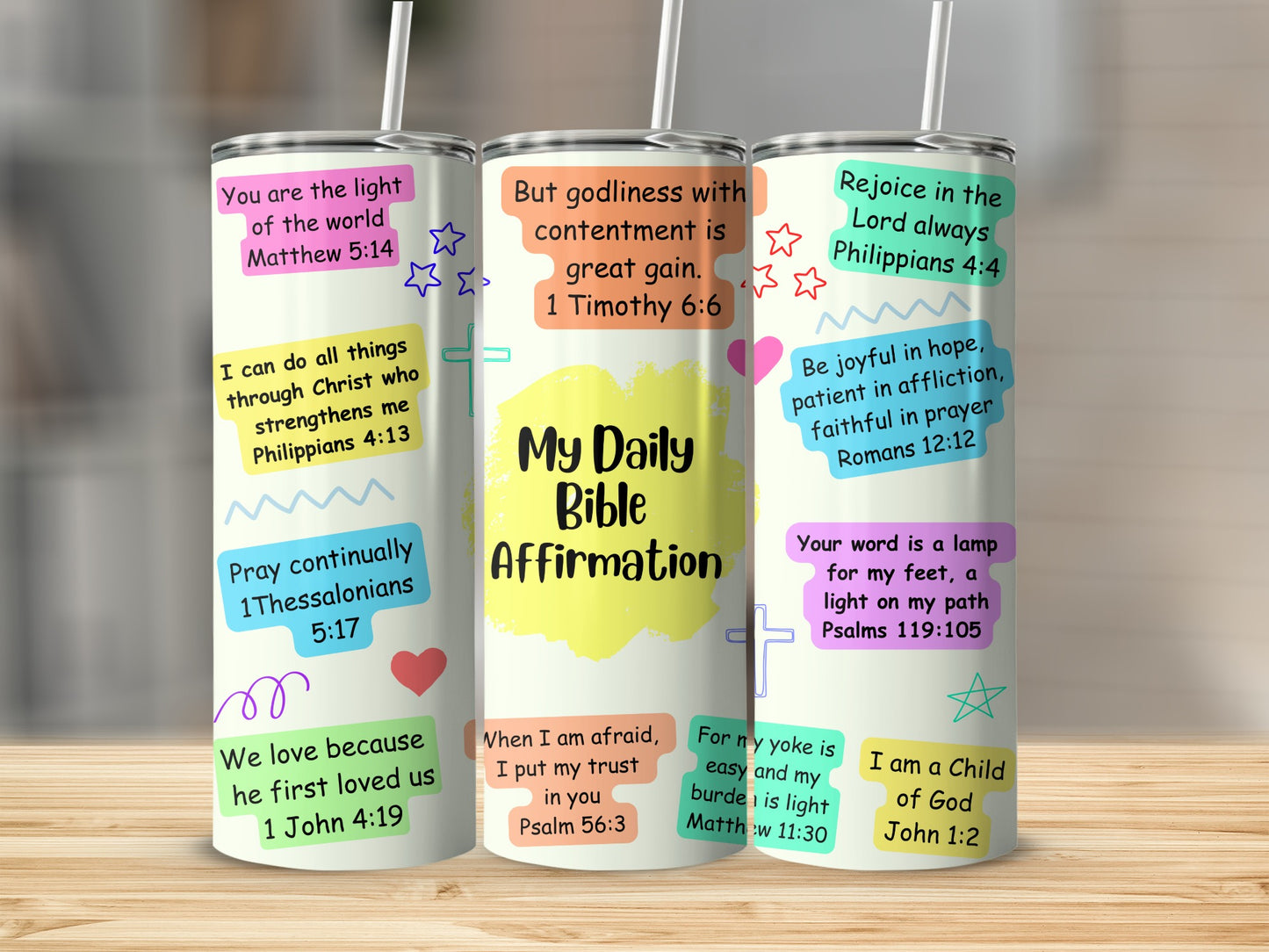 Daily Bible Affirmations Stainless Steel Tumbler