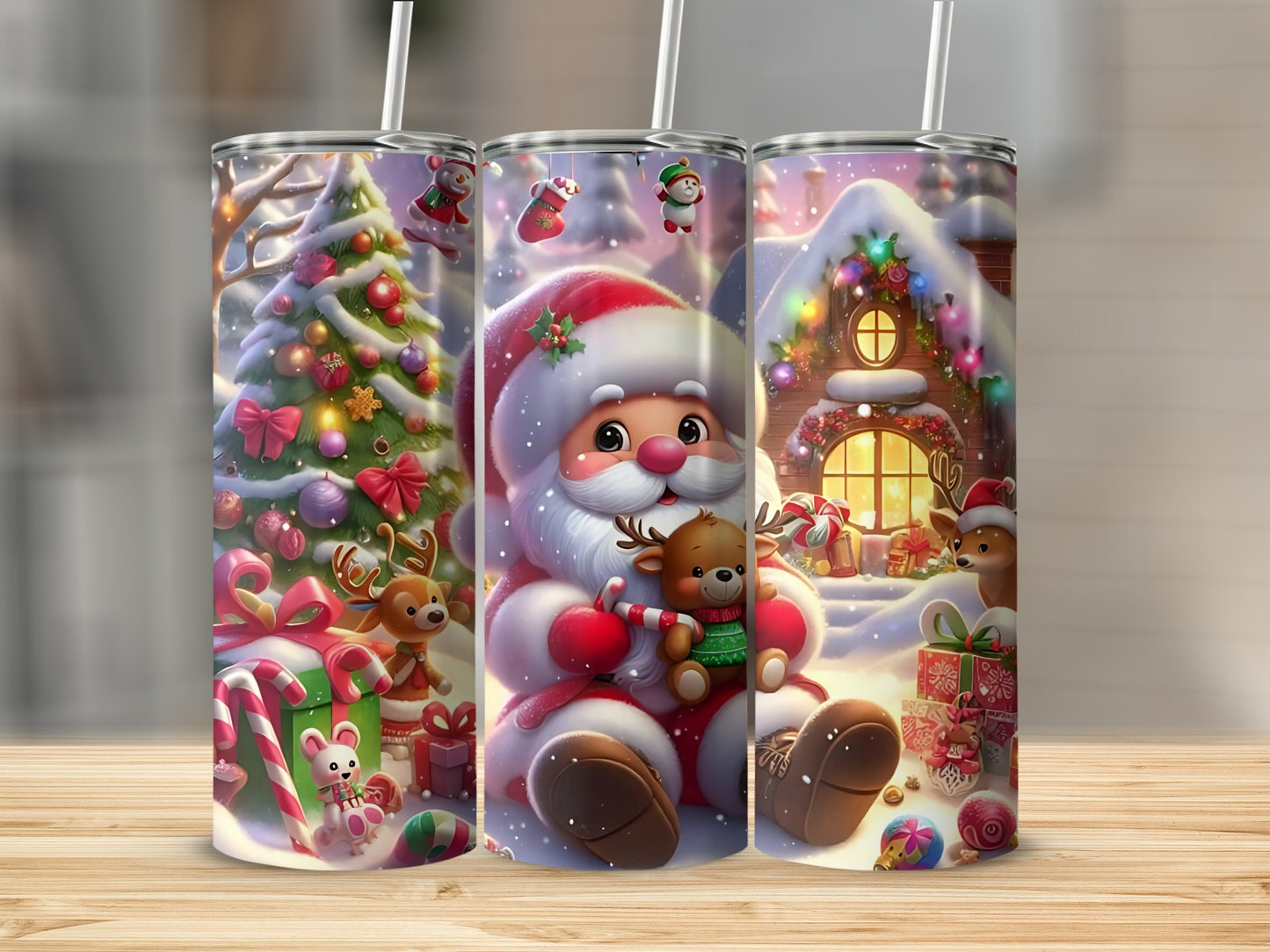 Festive Santa Claus Tumblers for Christmas Celebrations