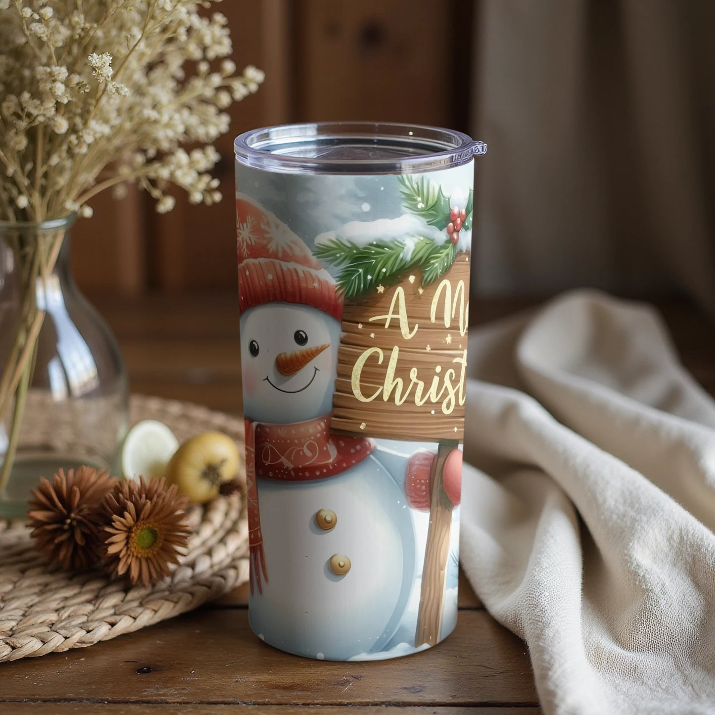 Festive Snowman A Merry Christmas Tumbler product