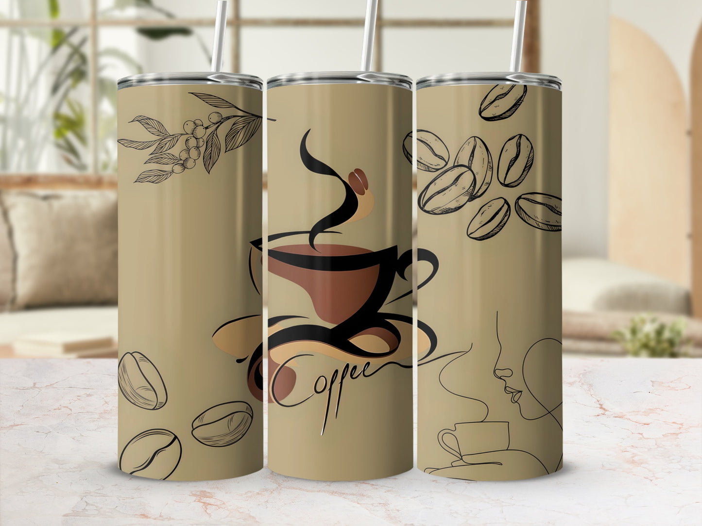 Coffee Beans and Cups Design Tumbler product