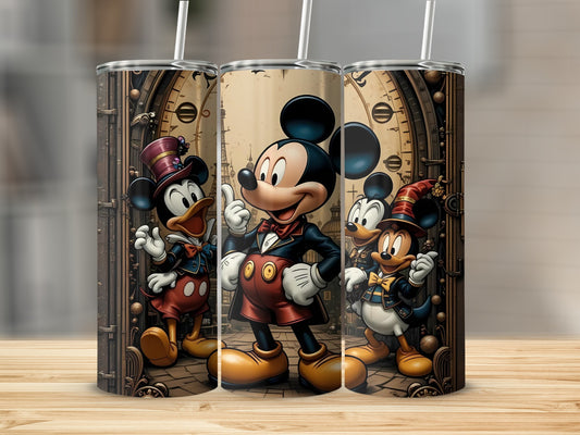 Vintage Mickey Mouse Design Tumbler with Straw