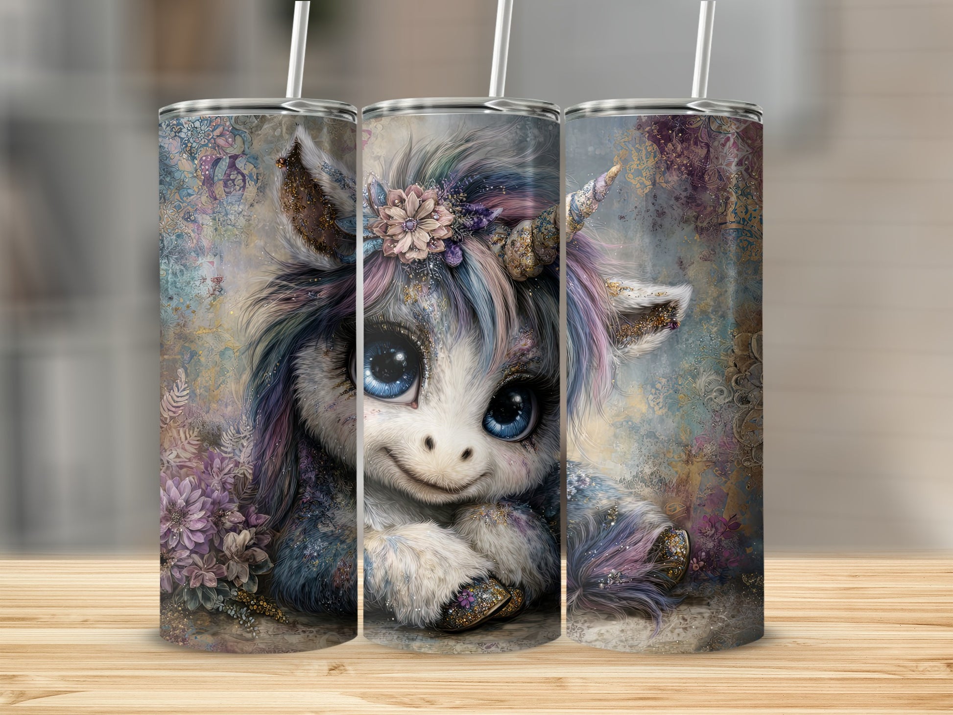 Cute Fantasy Unicorn Design Colorful Tumblers
