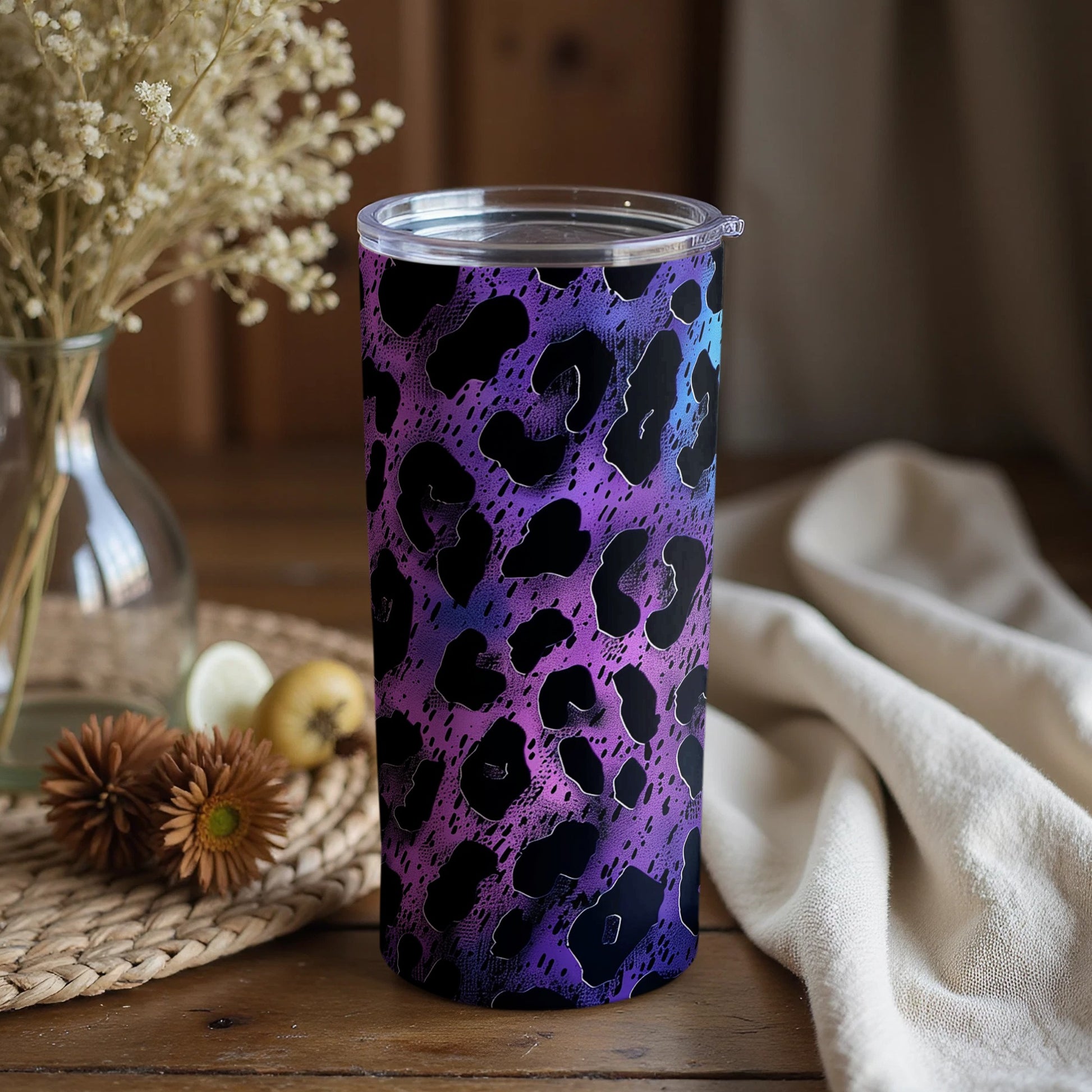 Gradient Leopard Print Travel Tumbler for Everyday Use