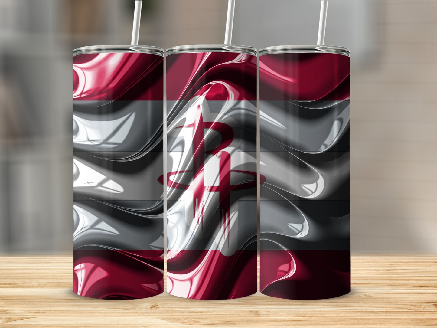 Red Emblem Gray Stripes Pattern Elegant Tumblers