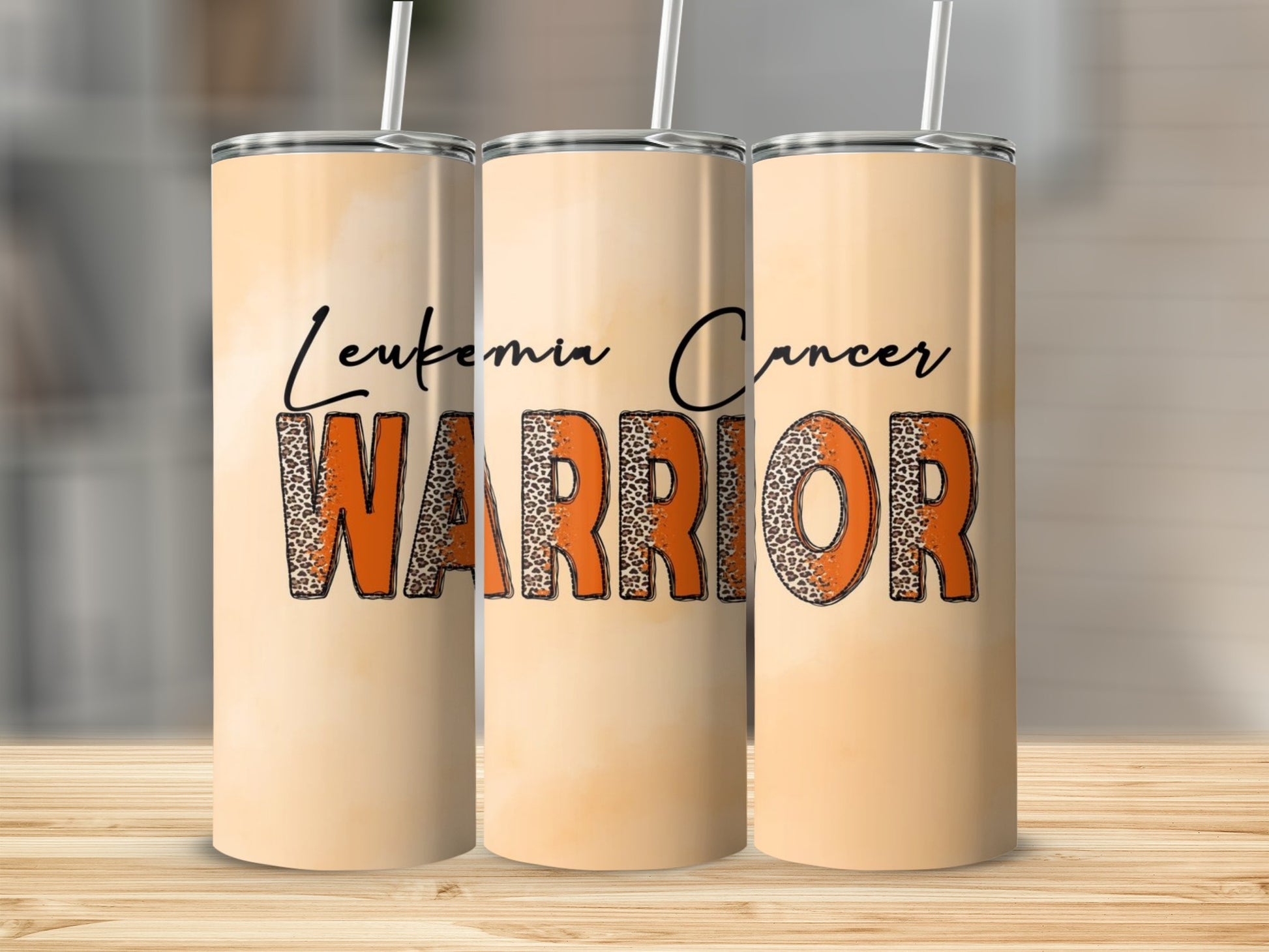 Leukemia Cancer Warrior Leopard Print Tumbler