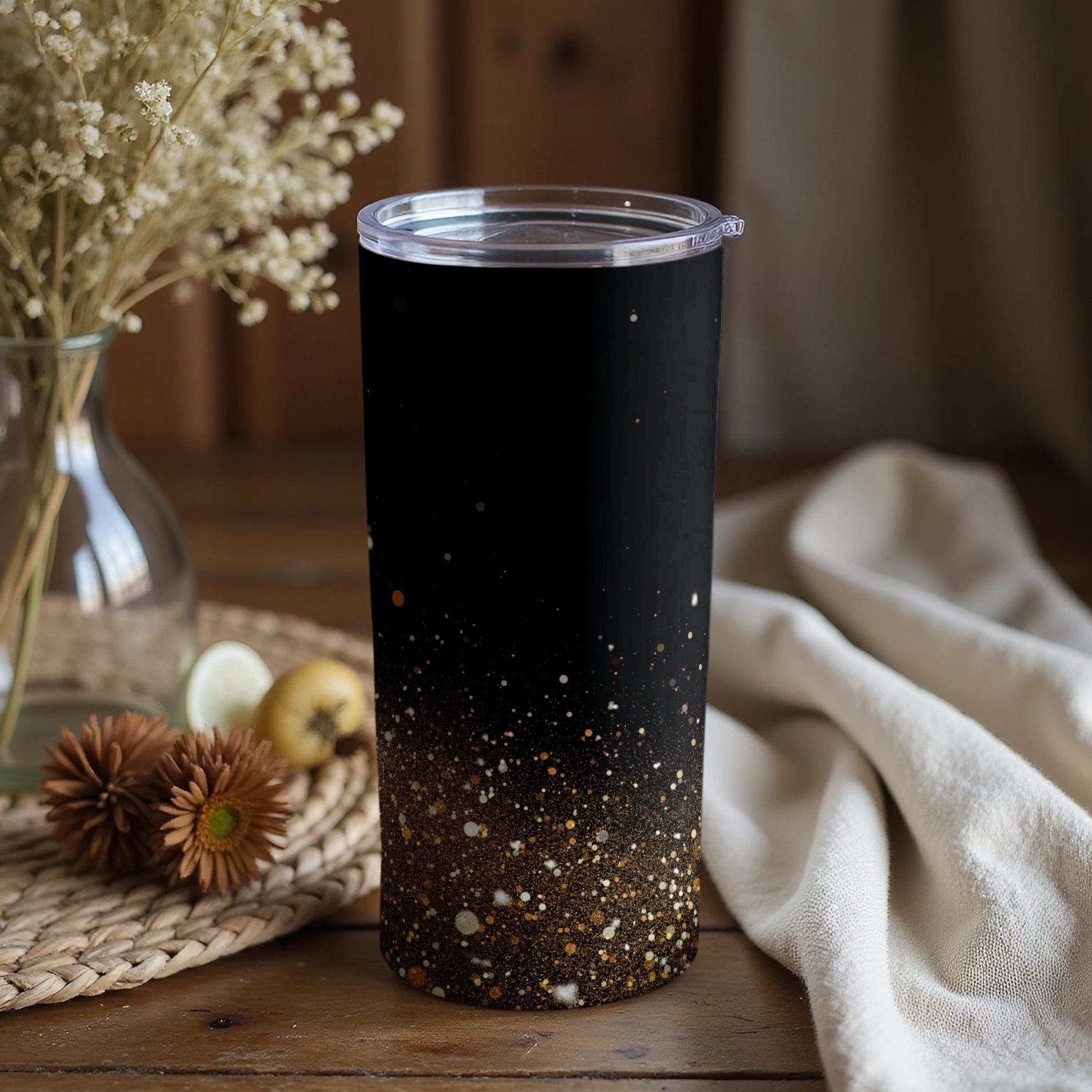Black and Gold Tumbler with Stylish Design