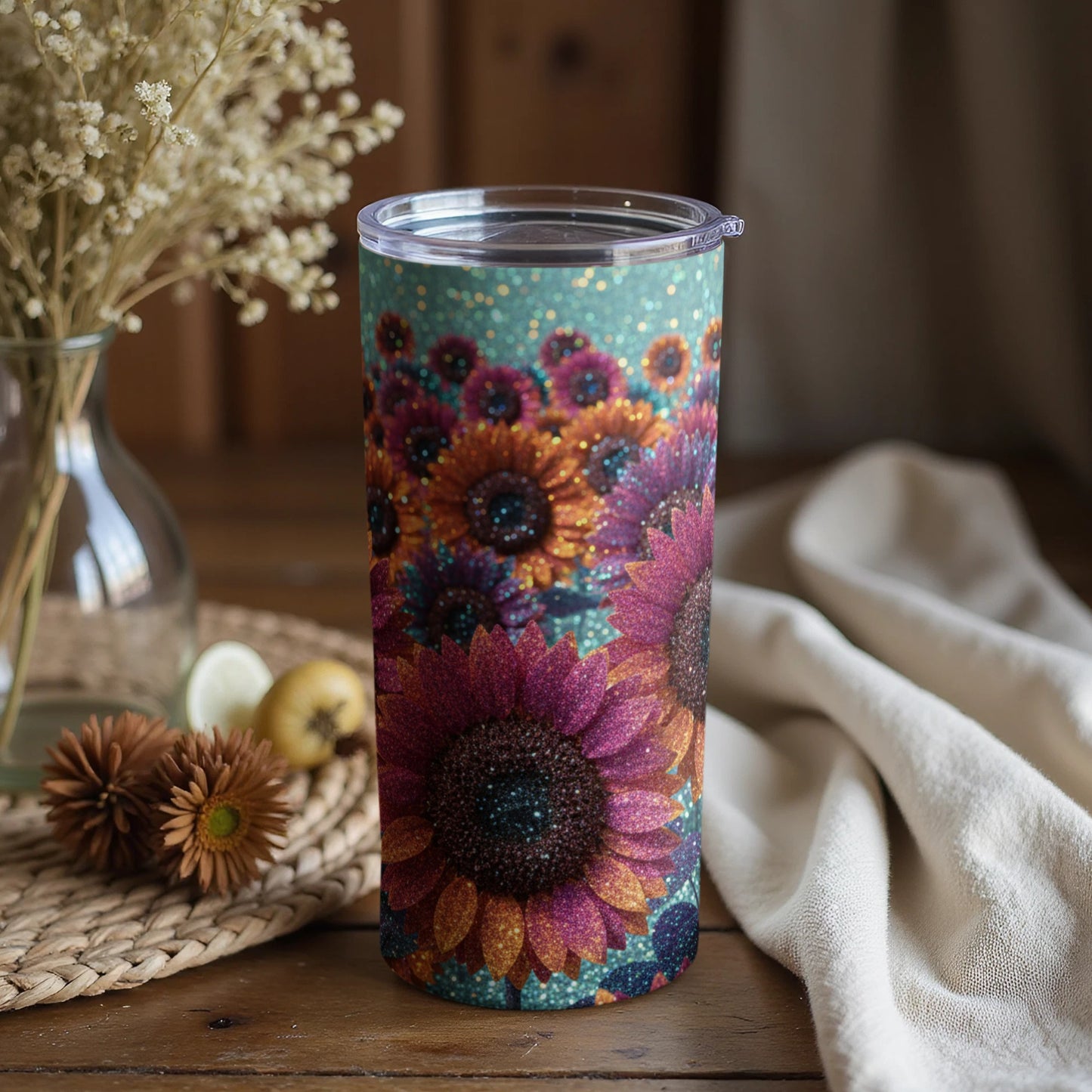 Sparkling Sunflower Insulated Tumbler for Any Beverage