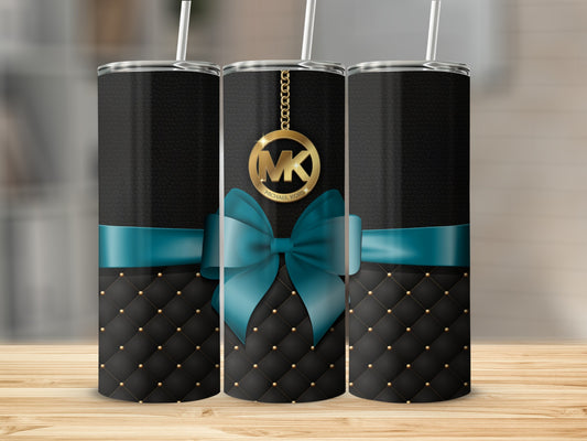 Luxury Black and Teal Pattern with Gold MK Tumbler