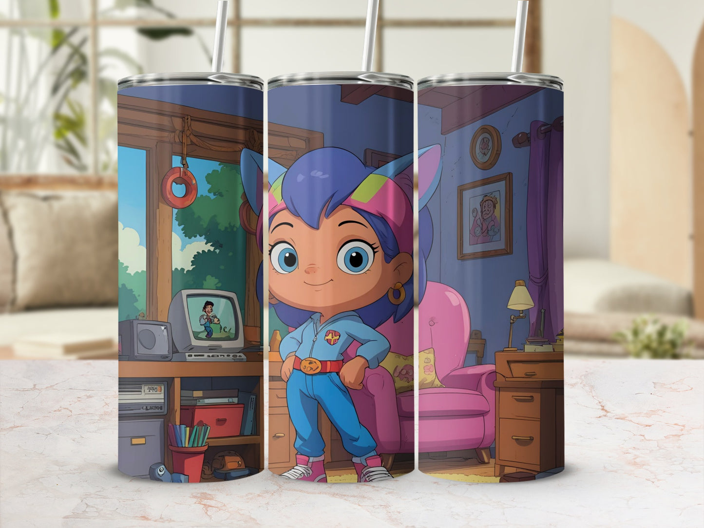Colorful Cartoon Character Print Tumbler Cup Decor