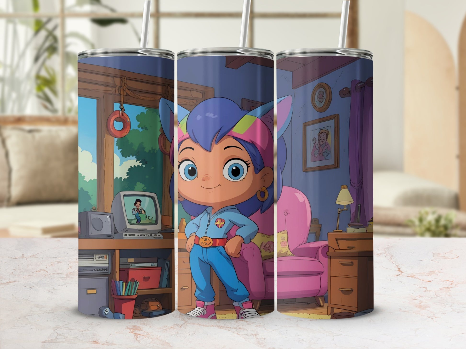 Colorful Cartoon Character Print Tumbler Cup Decor