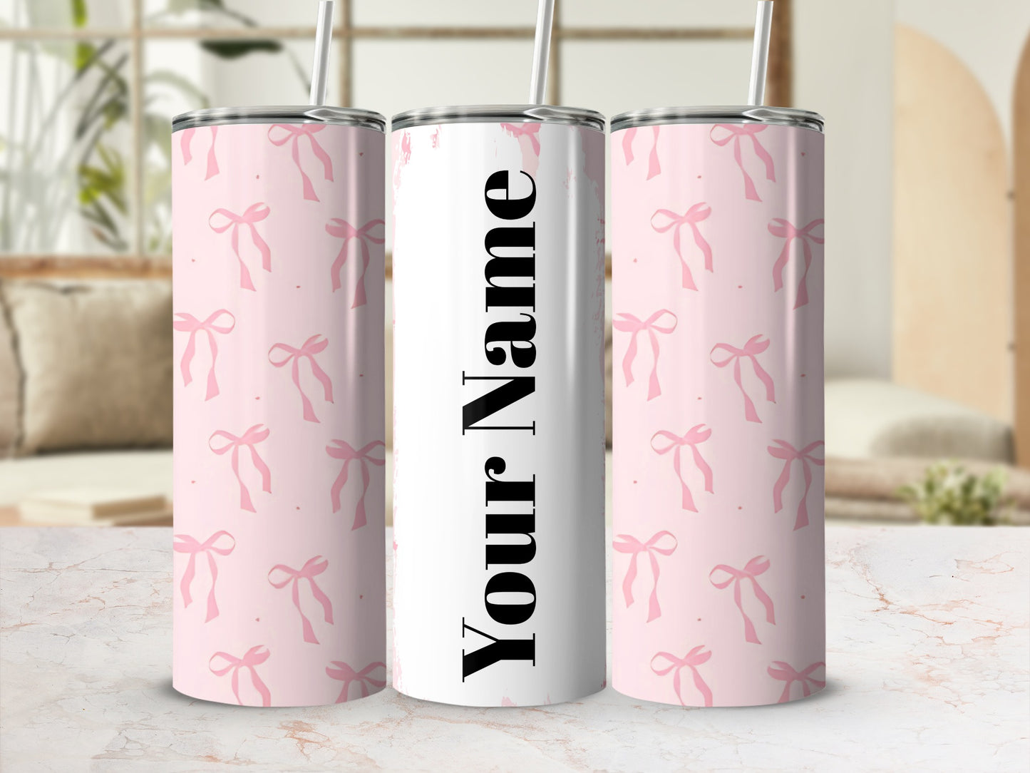 Customizable Pink Ribbon Design Insulated Tumbler