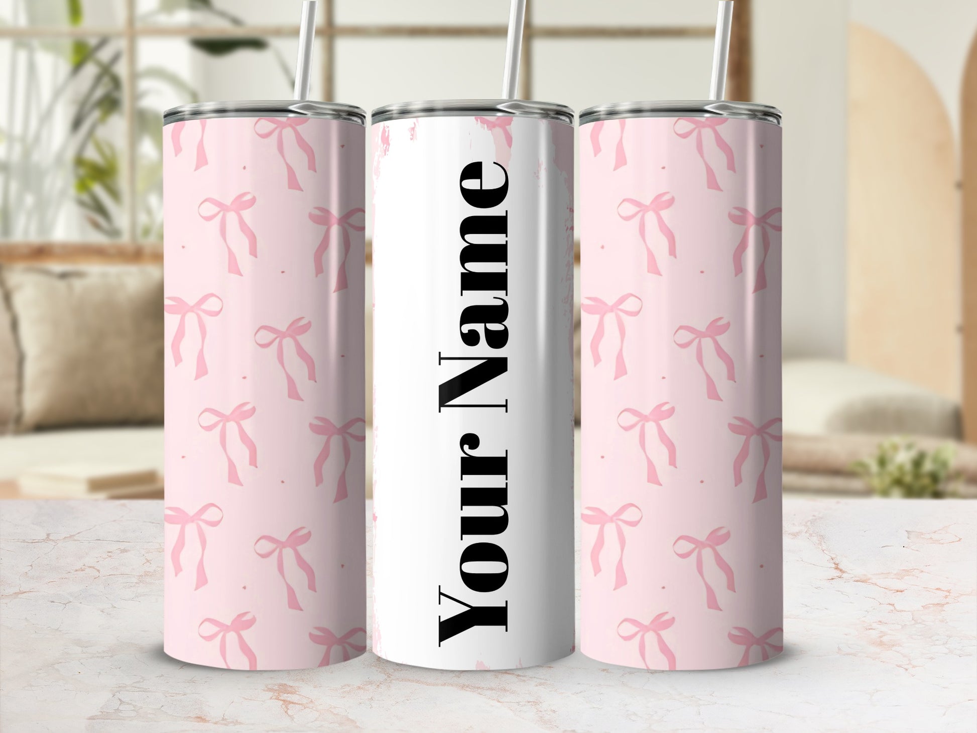 Customizable Pink Ribbon Design Insulated Tumbler