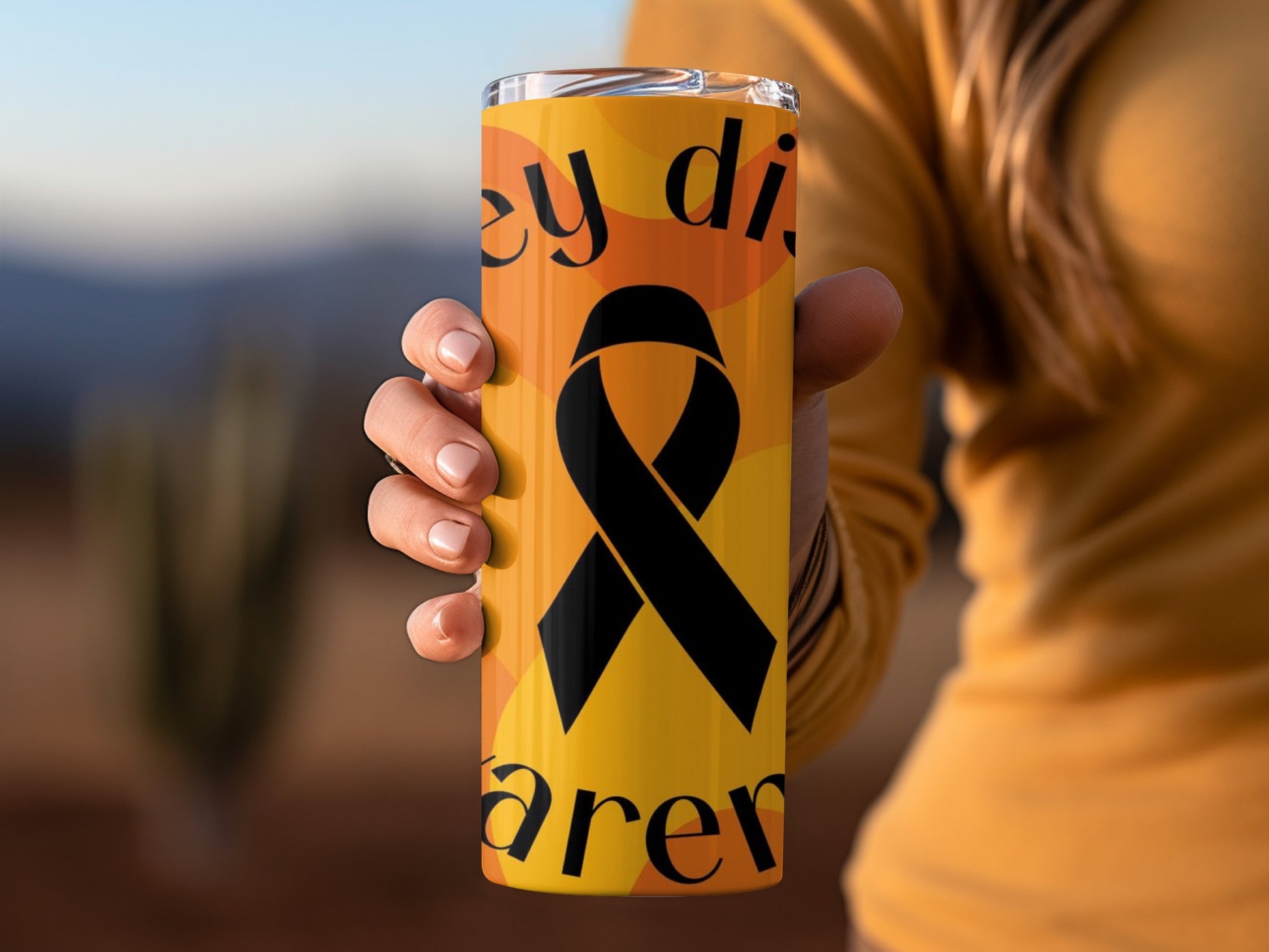 Kidney Disease Awareness Black Ribbon Tumbler