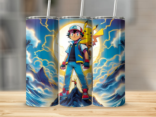Colorful Anime Character and Lightning Art Insulated Tumbler